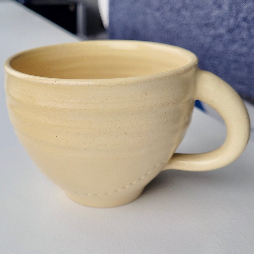 Cute Yellow Ceramic Mug With Wave Dot Design